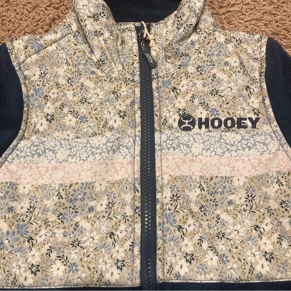 Hooey Tech Fleece Jacket Girls Youth Small Navy Floral Full Zip Soft Lightweight - Picture 2 of 8